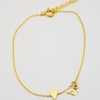 Bracelet charms Coeur & Mésange - Taille Adulte