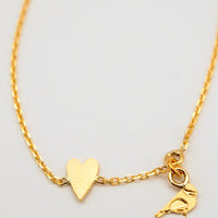 Bracelet charms Coeur & Mésange - Taille Adulte