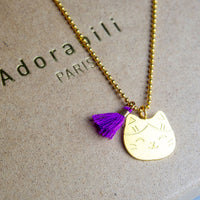 Collier long Pendentif Pompon