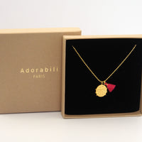 Collier long Pendentif Pompon